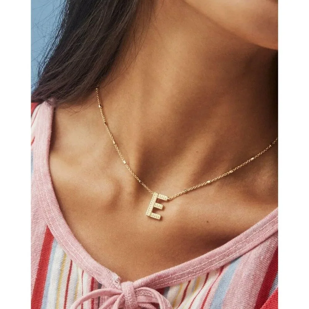 Letters E pendant necklace for women fashion jewelry 14k gold plated brass